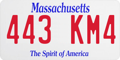 MA license plate 443KM4