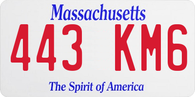 MA license plate 443KM6