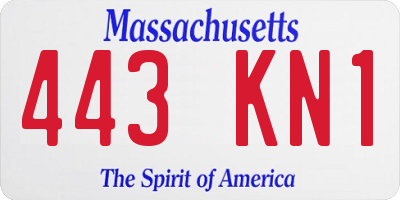 MA license plate 443KN1