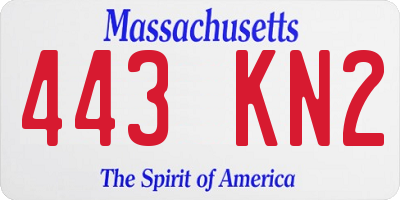 MA license plate 443KN2