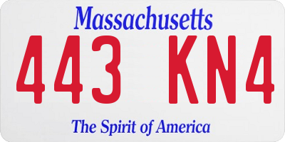 MA license plate 443KN4