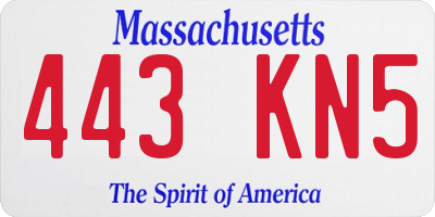 MA license plate 443KN5