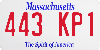 MA license plate 443KP1