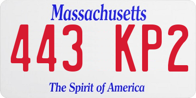 MA license plate 443KP2