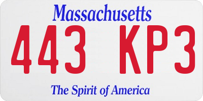 MA license plate 443KP3
