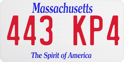 MA license plate 443KP4