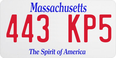 MA license plate 443KP5
