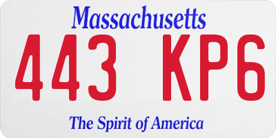MA license plate 443KP6
