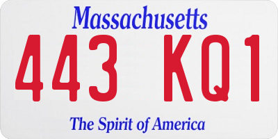 MA license plate 443KQ1