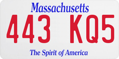 MA license plate 443KQ5