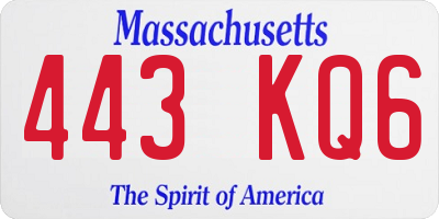 MA license plate 443KQ6