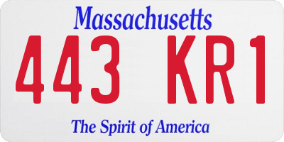 MA license plate 443KR1