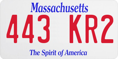 MA license plate 443KR2