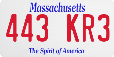 MA license plate 443KR3