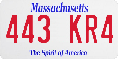 MA license plate 443KR4