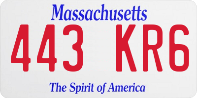 MA license plate 443KR6
