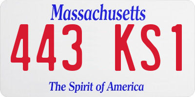 MA license plate 443KS1