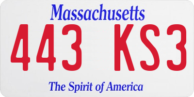 MA license plate 443KS3