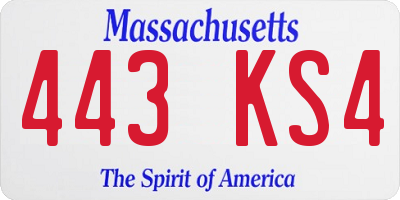 MA license plate 443KS4
