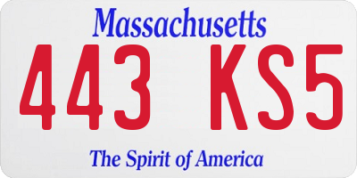 MA license plate 443KS5