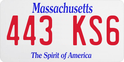 MA license plate 443KS6