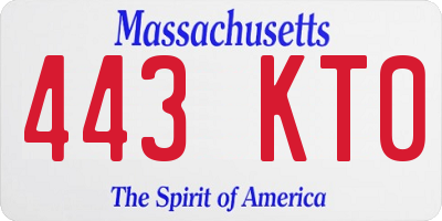 MA license plate 443KT0