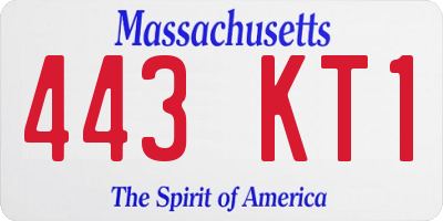 MA license plate 443KT1