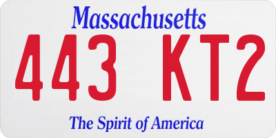 MA license plate 443KT2
