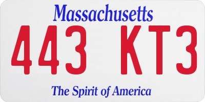 MA license plate 443KT3