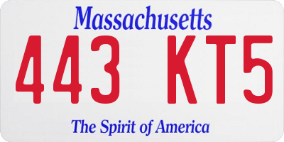 MA license plate 443KT5