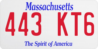 MA license plate 443KT6