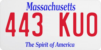 MA license plate 443KU0