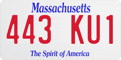 MA license plate 443KU1