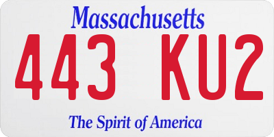 MA license plate 443KU2