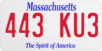 MA license plate 443KU3