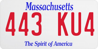MA license plate 443KU4
