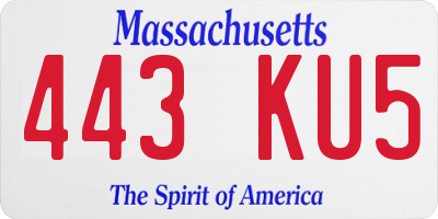 MA license plate 443KU5