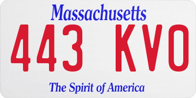 MA license plate 443KV0