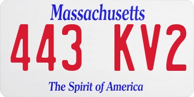 MA license plate 443KV2