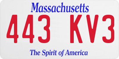 MA license plate 443KV3