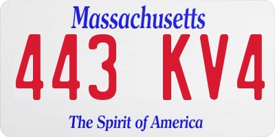 MA license plate 443KV4