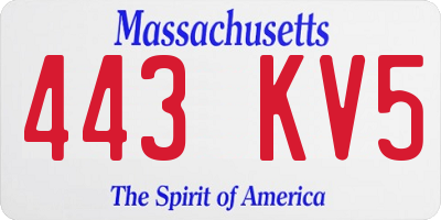 MA license plate 443KV5