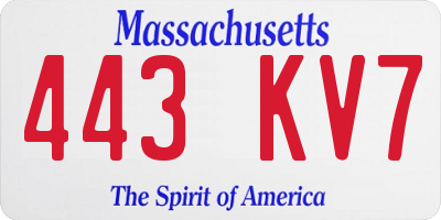 MA license plate 443KV7