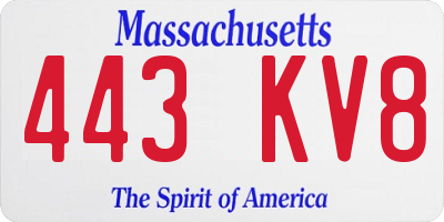 MA license plate 443KV8