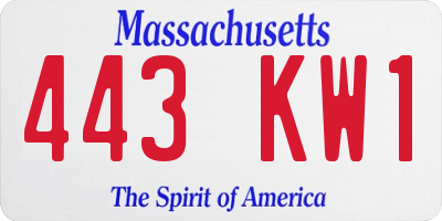 MA license plate 443KW1