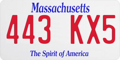 MA license plate 443KX5