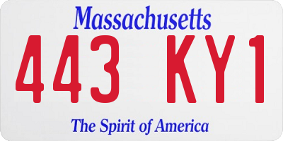 MA license plate 443KY1