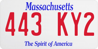 MA license plate 443KY2