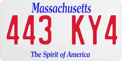 MA license plate 443KY4