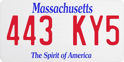 MA license plate 443KY5
